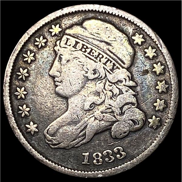 1833 Capped Bust Silver Dime LIGHTLY  CIRCULATED