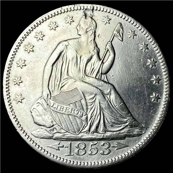 1853 Arrows/Rays Seated Liberty Half Dollar  CLOSELY UNCIRCULATED