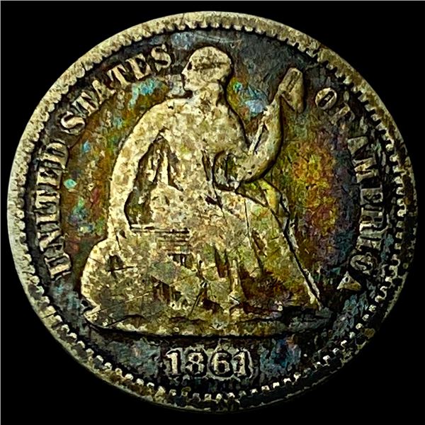 1861 Silver Seated Liberty Half Dime LIGHTLY  CIRCULATED
