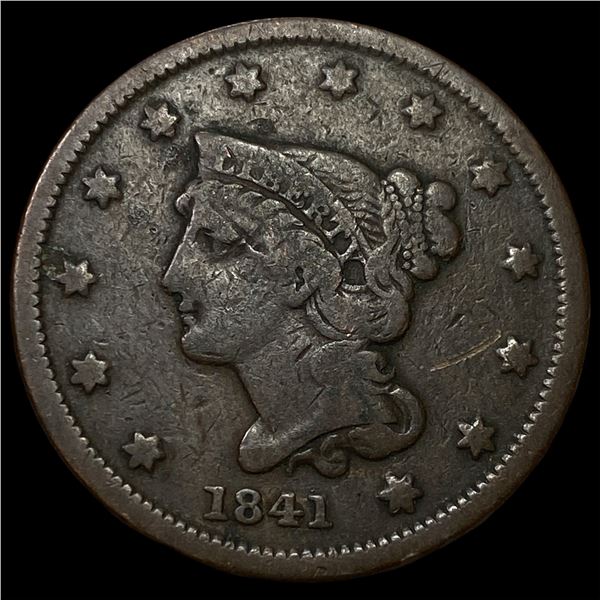 1841 Braided Hair Large Cent LIGHTLY  CIRCULATED