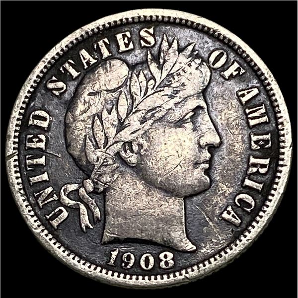 1908-S Silver Barber Dime NEARLY UNCIRCULATED