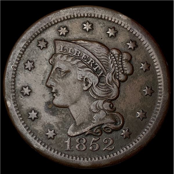1852 Braided Hair Large Cent CLOSELY  UNCIRCULATED