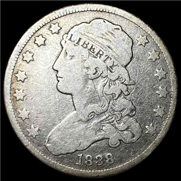 1838 Silver Capped Bust Quarter LIGHTLY  CIRCULATED