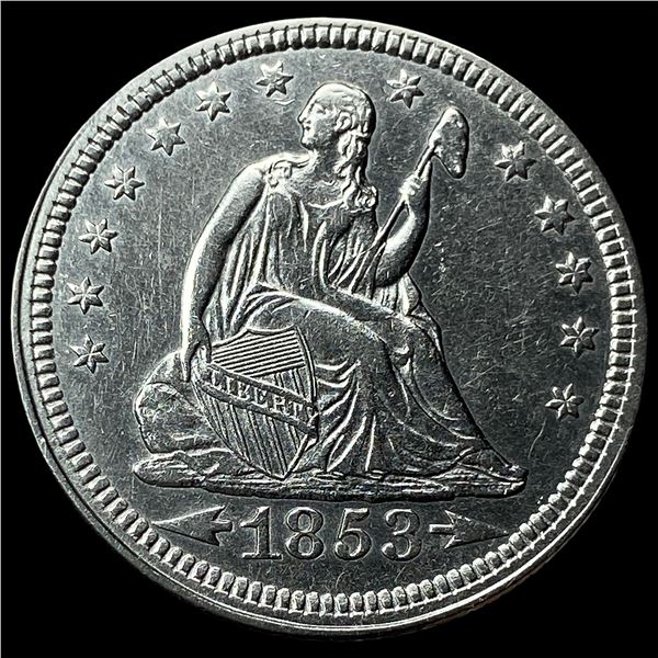 1853 Arrows/Rays Seated Liberty Quarter  CLOSELY UNCIRCULATED