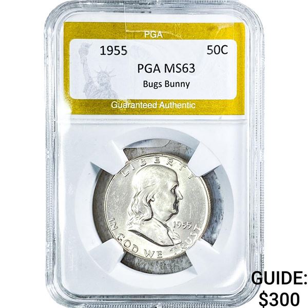 1955 Franklin Half Dollar PGA MS63 Bugs Bunny