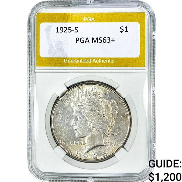 1925-S Silver Peace Dollar PGA MS63+