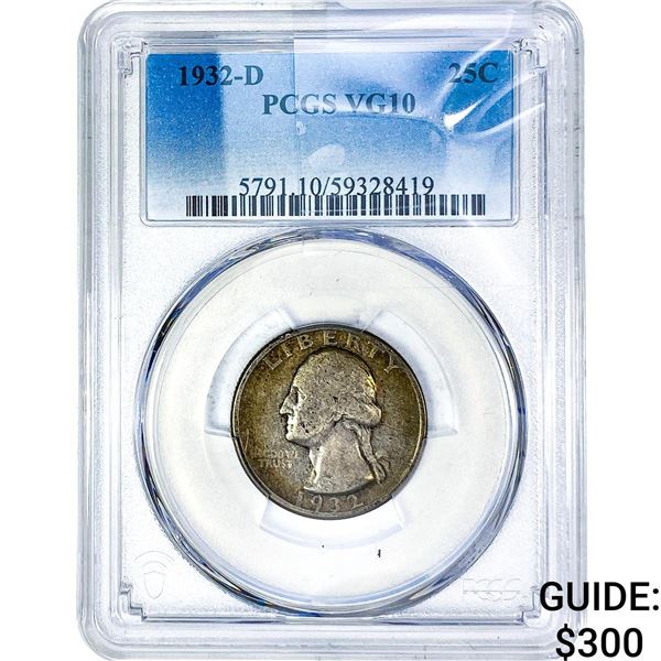 1932-D Washington Silver Quarter PCGS VG10