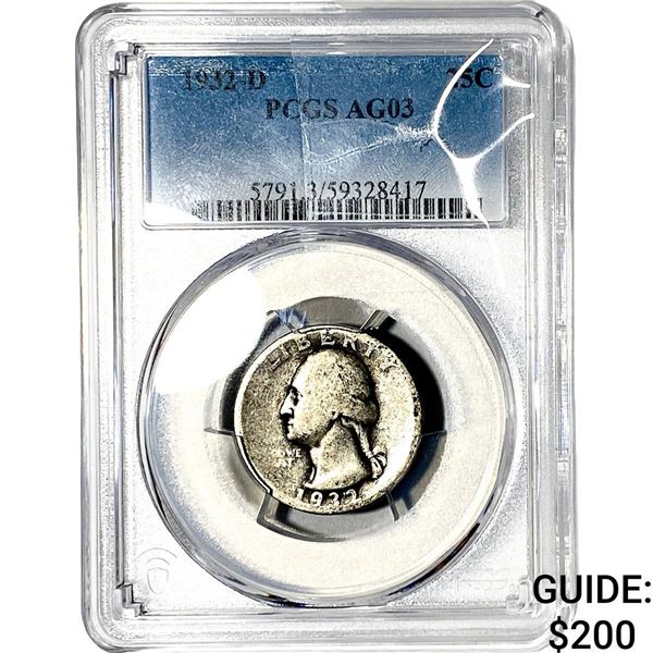 1932-D Washington Silver Quarter PCGS AG03