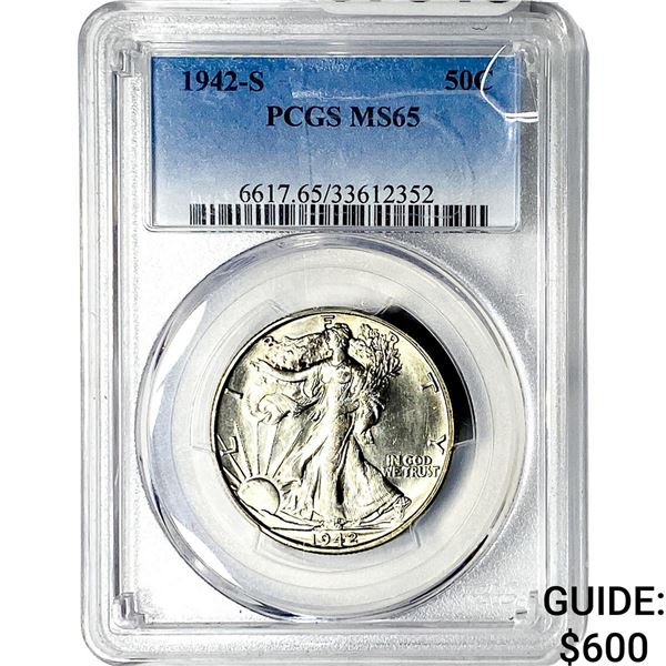1942-S Walking Liberty Half Dollar PCGS MS65