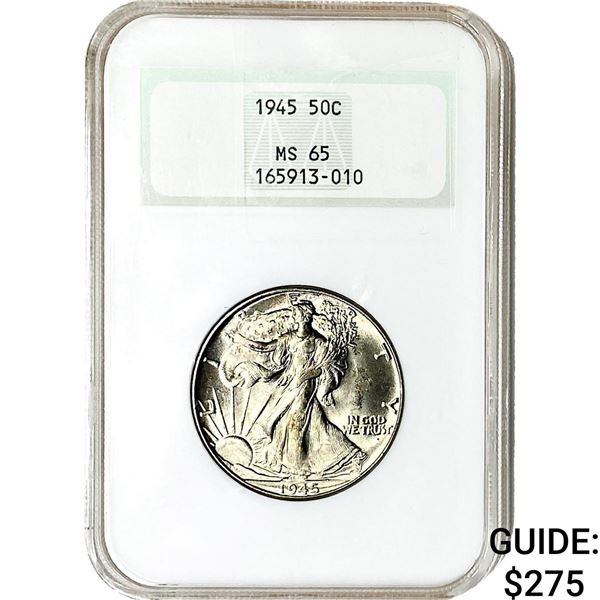 1945 Walking Liberty Half Dollar NGC MS65