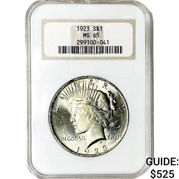 1923 Silver Peace Dollar NGC MS65