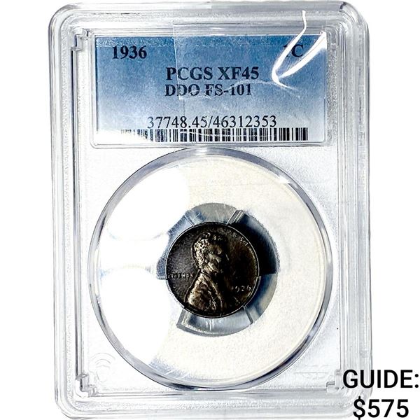 1936 Wheat Cent PCGS XF45 DDO FS-101