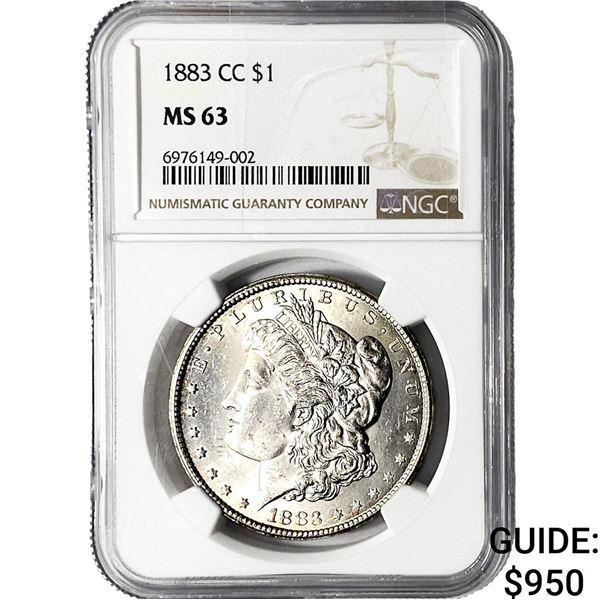 1883-CC Morgan Silver Dollar NGC MS63