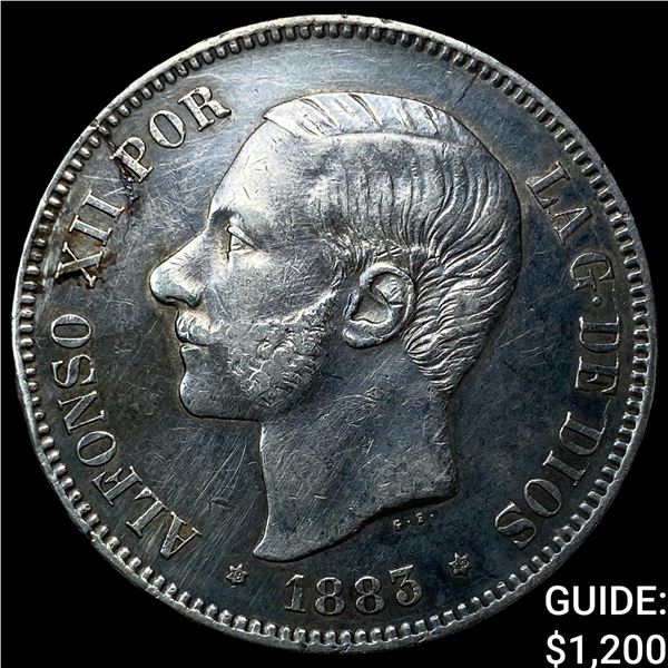 1883MSM Spain Silver 5 Pesetas
