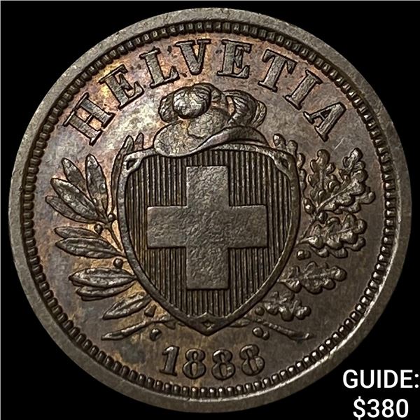 1888 Switzerland Bronze 2 Rappen