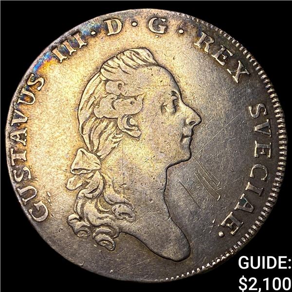 1776 OL Sweden Gustavus III Silver Riksdaler
