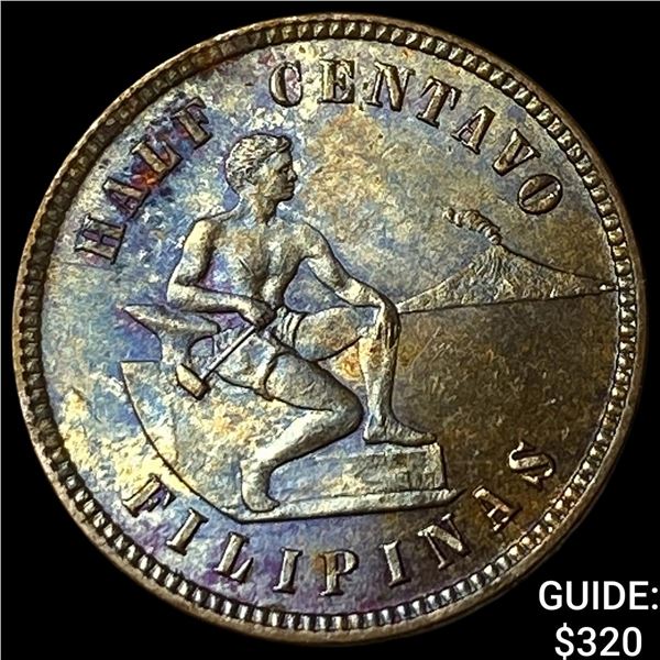 1904 Philippines Bronze 1/2 Centavo