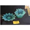 Image 1 : AQUA OPALINE GLASS BOWL & PLATE (2 PCS)