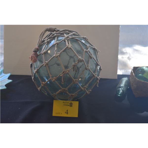 LARGE GLASS FISHING FLOAT W/NETTING