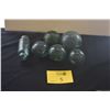 Image 1 : COLLECTION OF GLASS FISHING FLOATS IN LAUHALA BASKET (7 PCS)