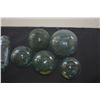 Image 2 : COLLECTION OF GLASS FISHING FLOATS IN LAUHALA BASKET (7 PCS)