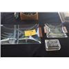 Image 1 : ETCHED GLASS PLATES W/WOOD HANDLES & ETCHED GLASS BOX (3 PCS)