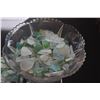 Image 2 : COLLECTION OF SEA GLASS IN ETCHED CONTAINER & PEDESTAL BOWL