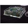 Image 5 : COLLECTION OF SEA GLASS IN ETCHED CONTAINER & PEDESTAL BOWL