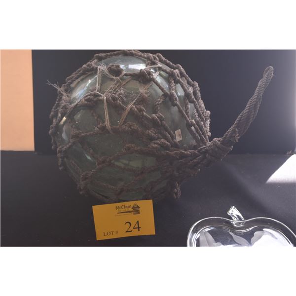 LARGE GLASS FISHING FLOAT W/NETTING