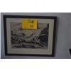 Image 1 : FRAMED ETCHING, "TANTALUS VICTORY GARDENS"; SIGNED BEN NORRIS (14 3/4" X 12 1/2")