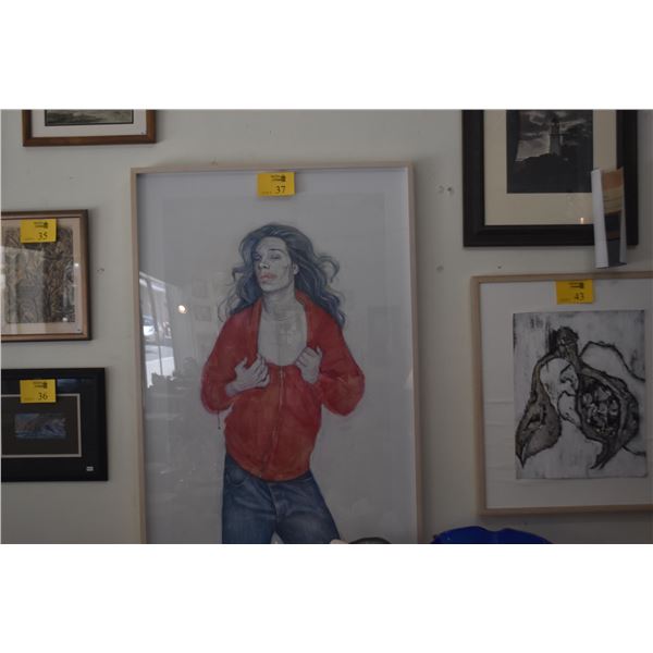 FRAMED GEOFFREY CHADSEY, "SNOOP", 2005, WATERCOLOR PENCIL ON MYLAR (32 1/2" X 49")