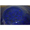 Image 4 : 16 3/4" HAND BLOWN ART GLASS BLUE SPLATTER BOWL; SIGNED