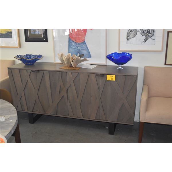 ALDER & TWEED THAYNE SIDEBOARD W/GEOMETRIC PATTERN DOOR PANELS (72" X 18" X 34 1/2")
