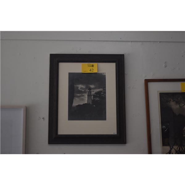FRAMED PHOTOGRAPH, "SENTINEL", THE COAST GUARD LIGHTHOUSE ON THE SLOPES OF DIAMOND HEAD, PHOTO BY CP