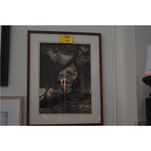 KOA FRAMED PRINT, "KAHANA"; SIGNED DODIE WARREN 6/20 (23" X 29")