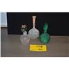 Image 1 : EMILE GALLE FRENCH CAMEO GLASS BANJO VASE, VINTAGE ART DECO GREEN MALACHITE PERFUME BOTTLE & PINK SA