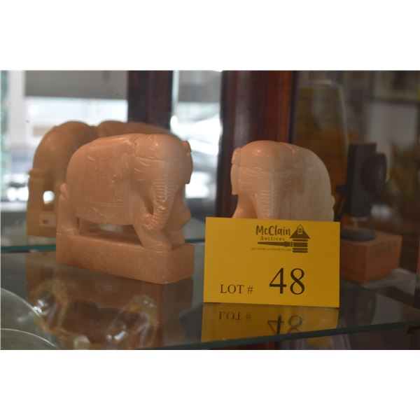 PAIR ALABASTER ELEPHANT BOOKENDS (PAIR)