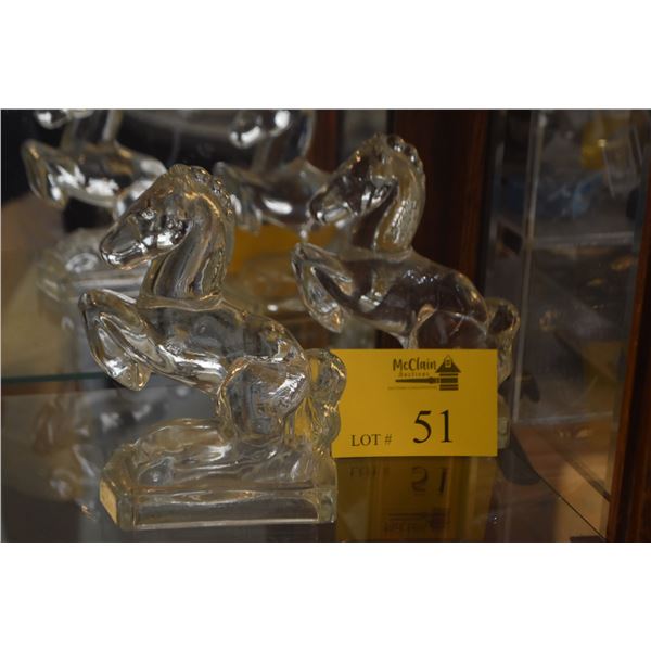PAIR L.E. SMITH CLEAR GLASS REARING HORSE BOOKENDS (PAIR)
