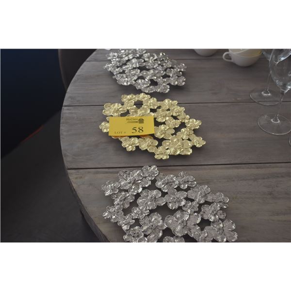 MICHAEL ARAM TRIVETS (2 WHITE ORCHID, 1 GOLD ORCHID) (3 PCS)