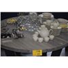 Image 2 : 55" ROUND OUTDOOR RECLAIMED TEAK DINING TABLE W/POWDER COATED ALUMINUM LEGS