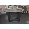 Image 3 : 55" ROUND OUTDOOR RECLAIMED TEAK DINING TABLE W/POWDER COATED ALUMINUM LEGS