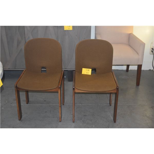 PAIR SCARPA (ITALY) UPHOLSTERED & WOOD CHAIRS (PAIR)