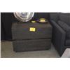 Image 1 : PAIR RESTORATION HARDWARE BLACK WOOD 2 DRAWER DRESSERS W/QUILTED TEXTURE ON DRAWERS (34" X 20" X 24"