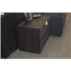 Image 3 : PAIR RESTORATION HARDWARE BLACK WOOD 2 DRAWER DRESSERS W/QUILTED TEXTURE ON DRAWERS (34" X 20" X 24"