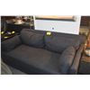 Image 1 : DARK BLUE WEST ELM UPHOLSTERED SOFA (70 1/2") (DOES NOT INCLUDE DECORATIVE THROW PILLOW)