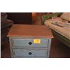 Image 2 : RUSTIC COASTAL 2 DRAWER SIDE TABLE W/DISTRESSED TURQUOISE BLUE FINISH (28" X 18" X 30 1/2")