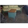 Image 4 : RUSTIC COASTAL 2 DRAWER SIDE TABLE W/DISTRESSED TURQUOISE BLUE FINISH (28" X 18" X 30 1/2")