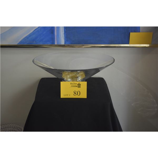 13 1/4" CRYSTAL BOWL ON CRYSTAL STAND; SIGNED PIERO SARTOGO FOR TIFFANY & CO. (2 PCS)