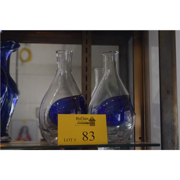 GLASS SAKE SERVERS W/COBALT BLUE ICE POCKETS (2 PCS)