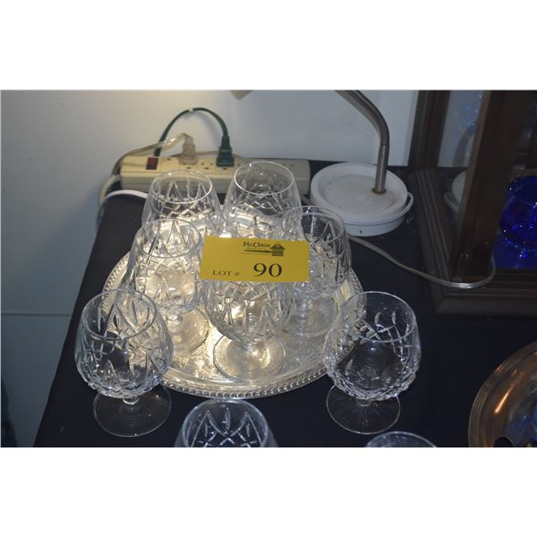 WATERFORD CRYSTAL BRANDY SNIFTERS, LISMORE PATTERN (9 PCS) (DOES NOT INCLUDE TRAY)
